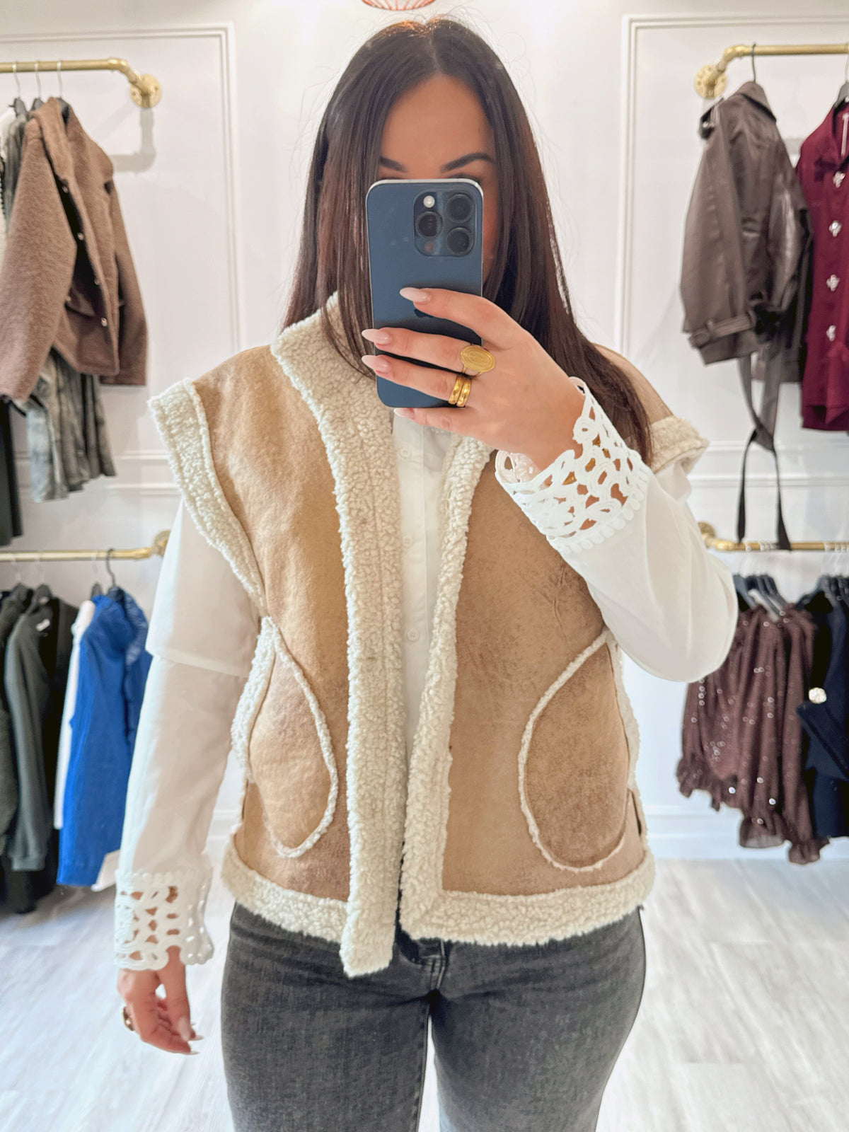Veste Anaïs — Sans Manches Effet Mouton
