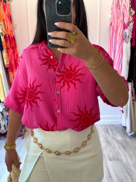 Chemise Livia â Gaze de coton et rose Ă©clatant đ