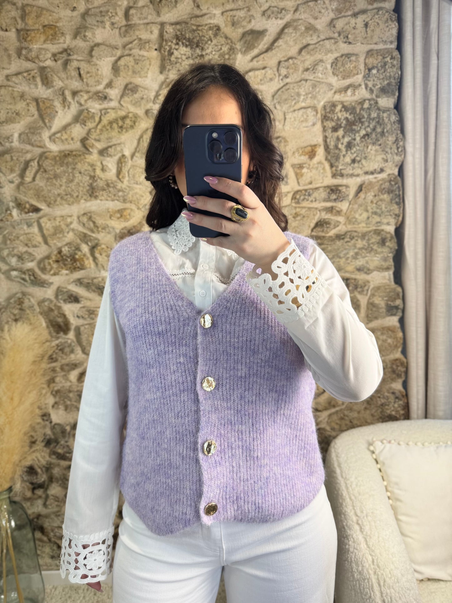 Gilet lilas - Chaleur & Elegance