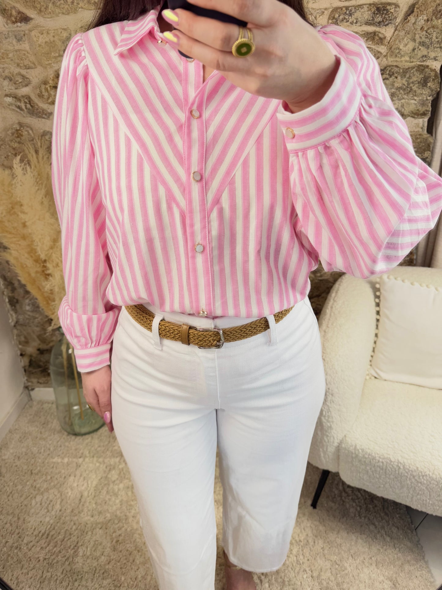 Chemise rayée rose - Fraîcheur & Élégance