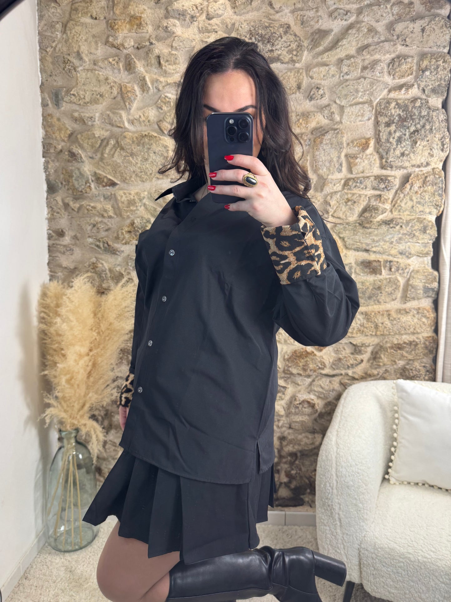 Chemise Léopard- Noir et motif sauvage