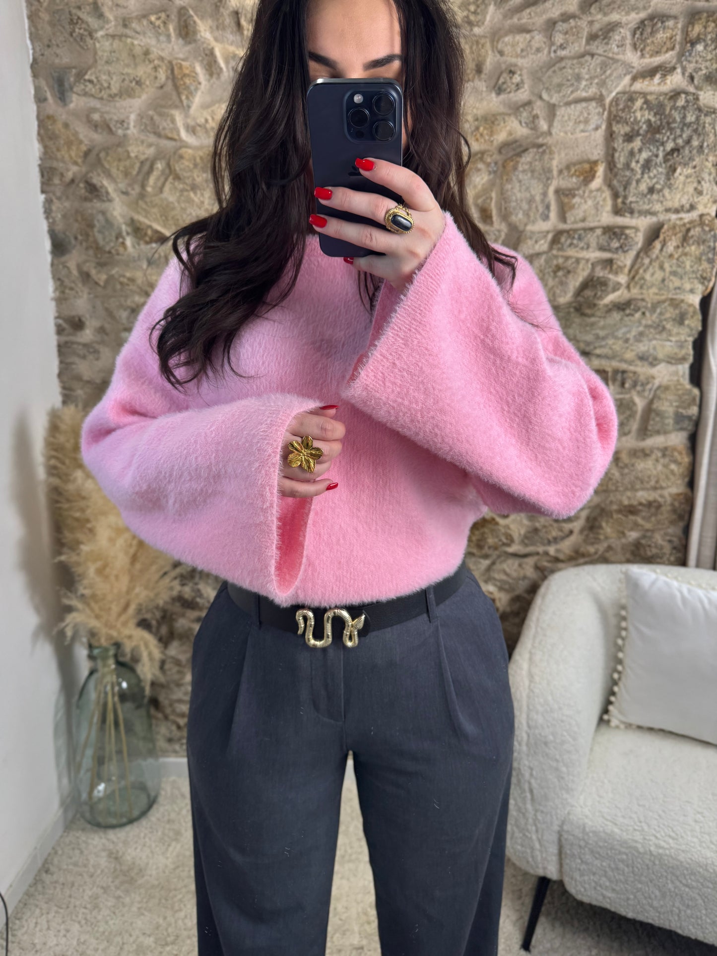 Pull Cocoon - Douceur en rose poudré