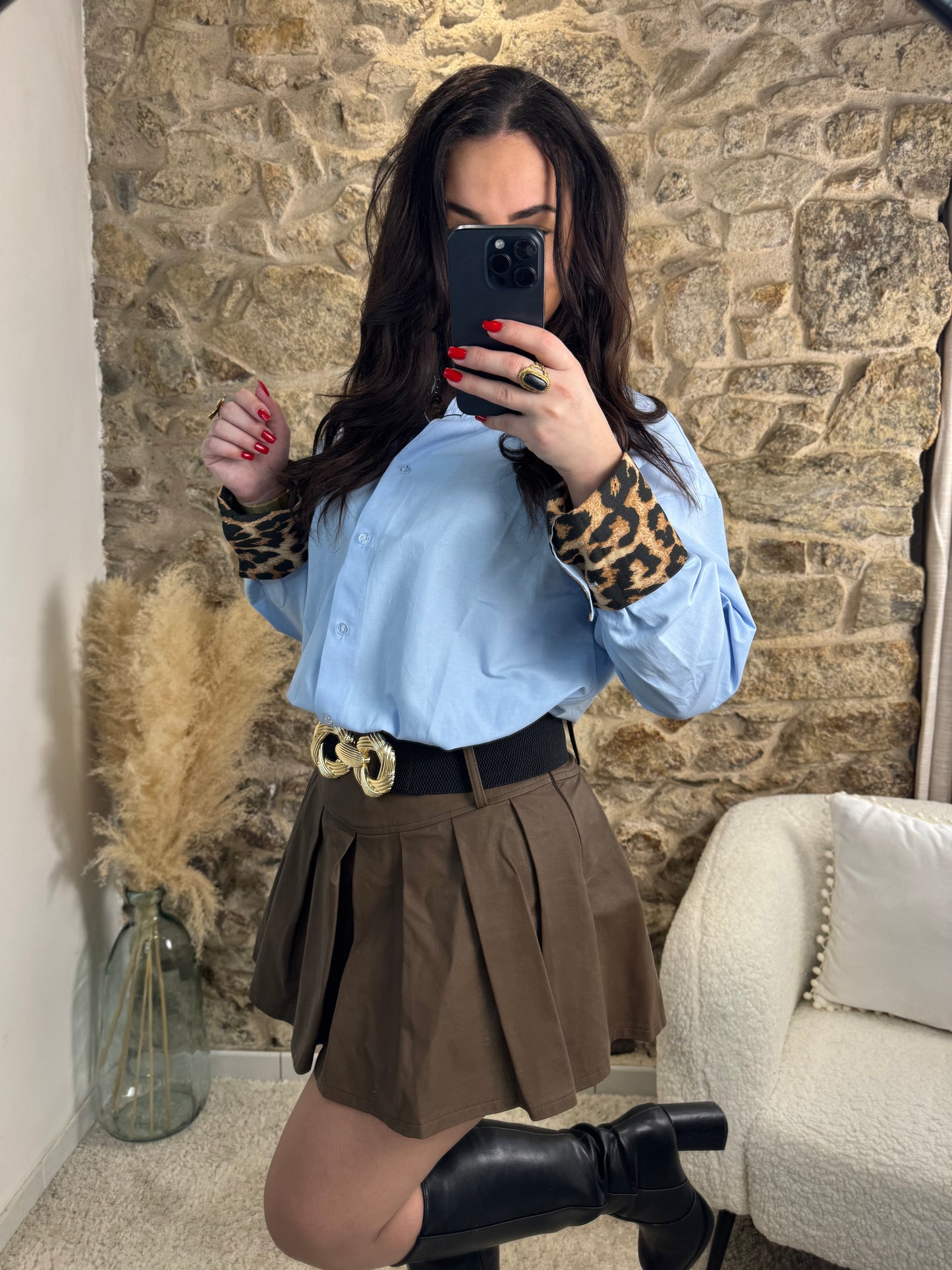 Chemise Léopard - Bleu et motif sauvage