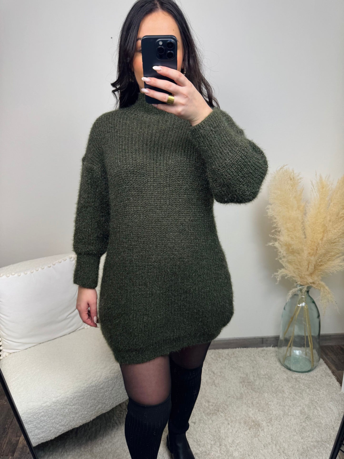 Robe pull "En Kaki"+ ceinture offerte !