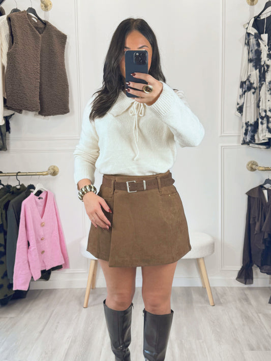 Pull Éloïse – Douceur écrue à col noué 🤍