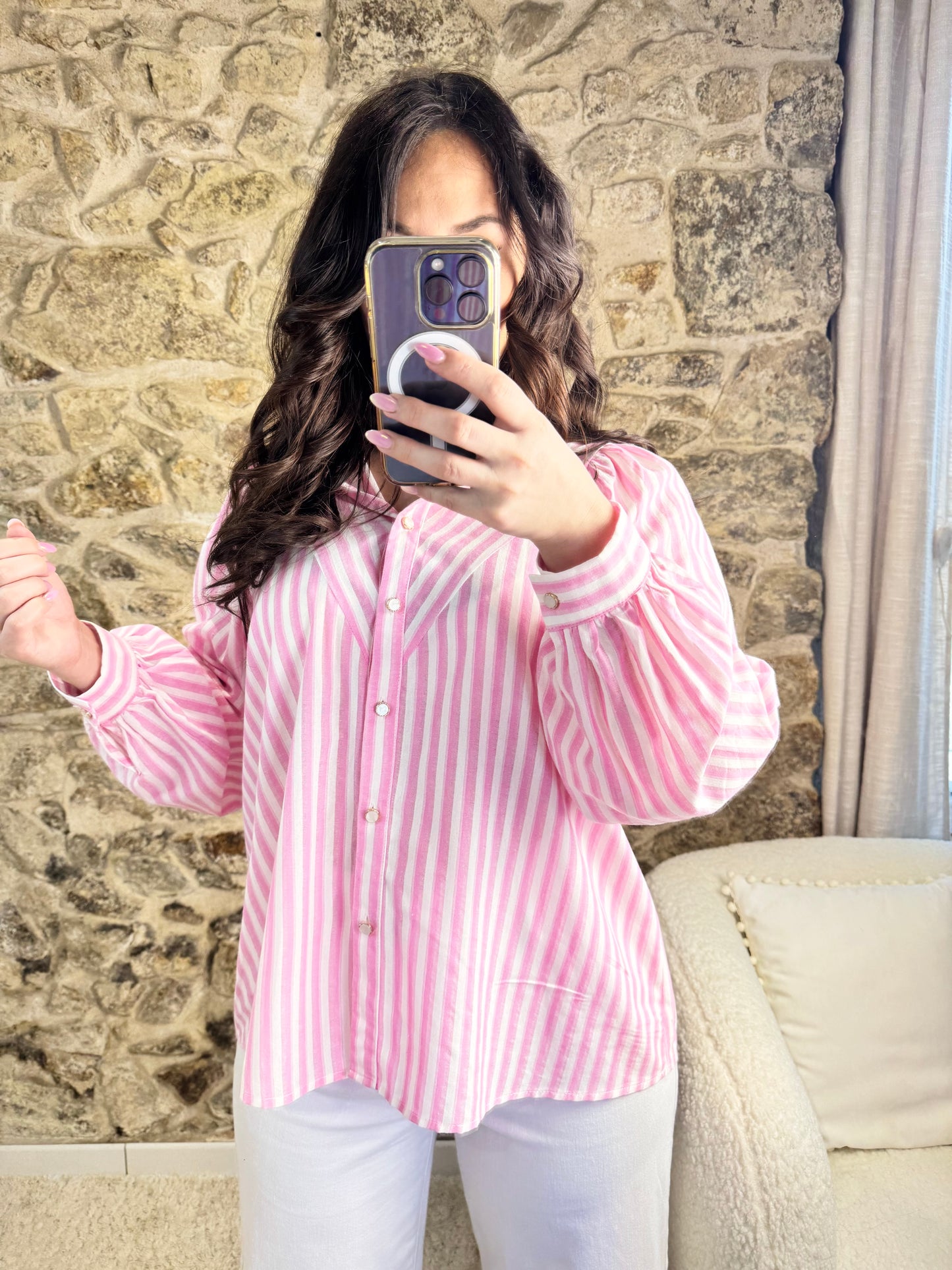 Chemise rayée rose - Fraîcheur & Élégance