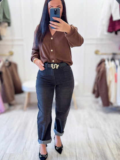 Cardigan Émilie – Élégance minimaliste Marron chaud