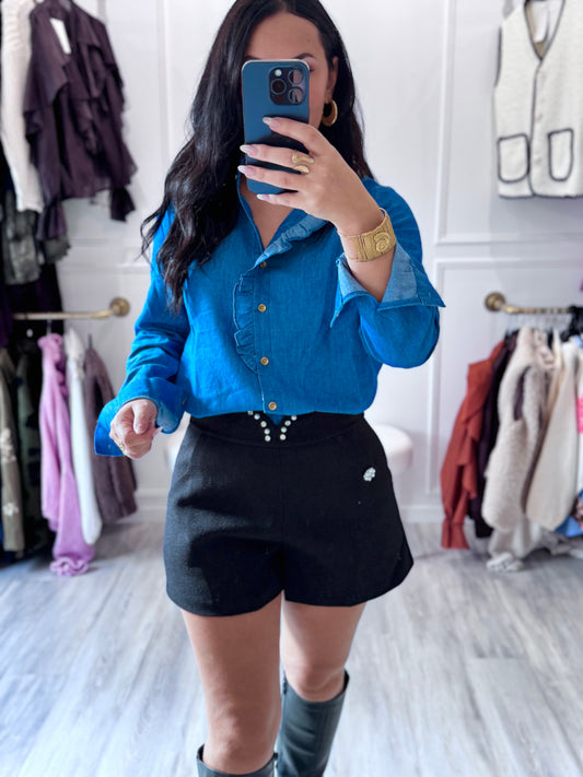 Blouse Clara – Denim élégant