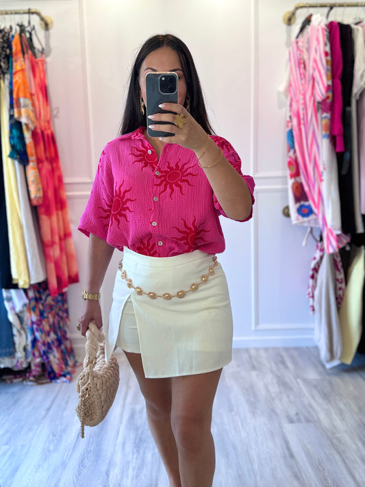 Chemise Livia – Gaze de coton et rose éclatant 💖