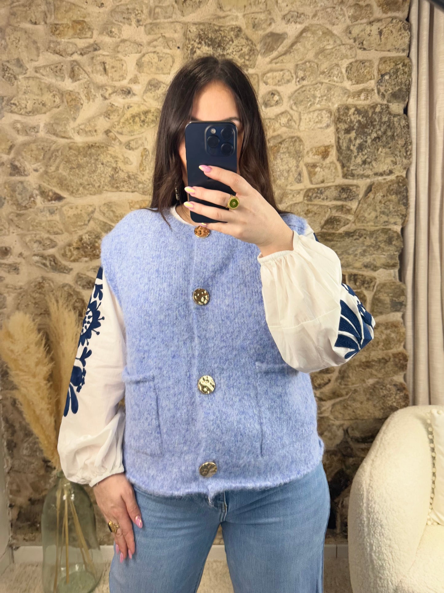 Gilet bleu ciel - Tendance & Cocooning