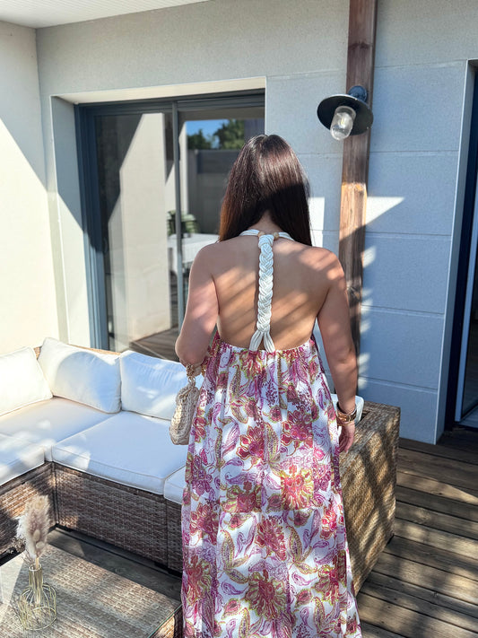 Robe Ariane – Longue, dos nu et imprimé paisley bohème 🌸