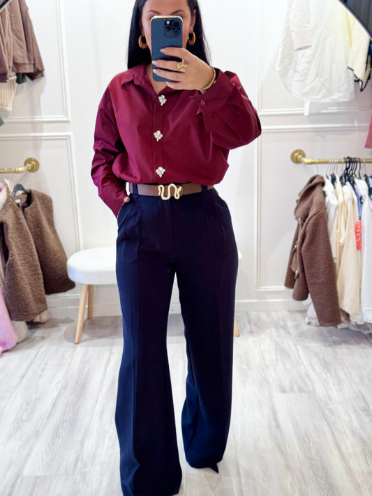 Chemise Adèle – Élégance diamantée (Bordeaux profond)
