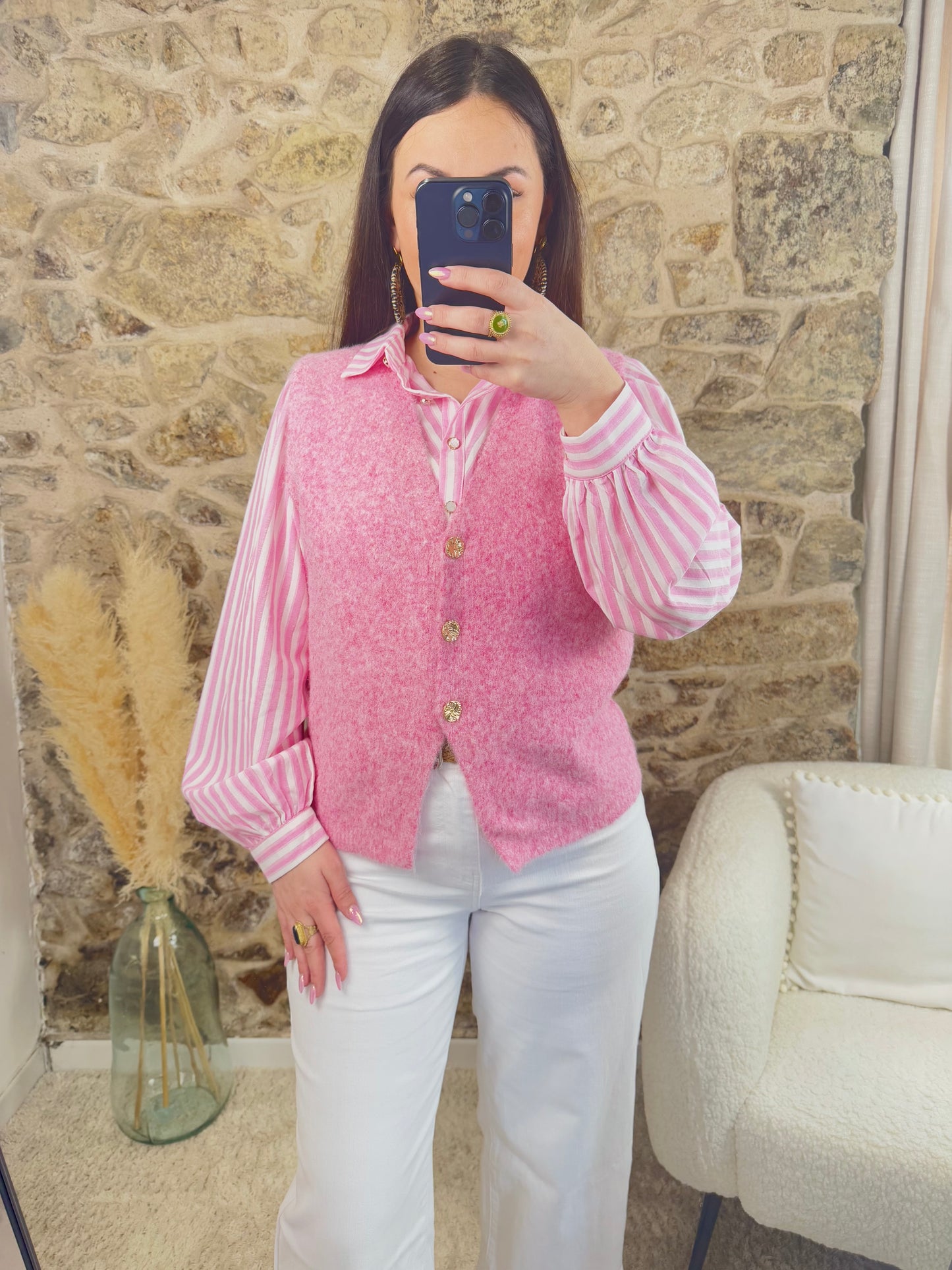 Gilet rose - Douceur & Élégance