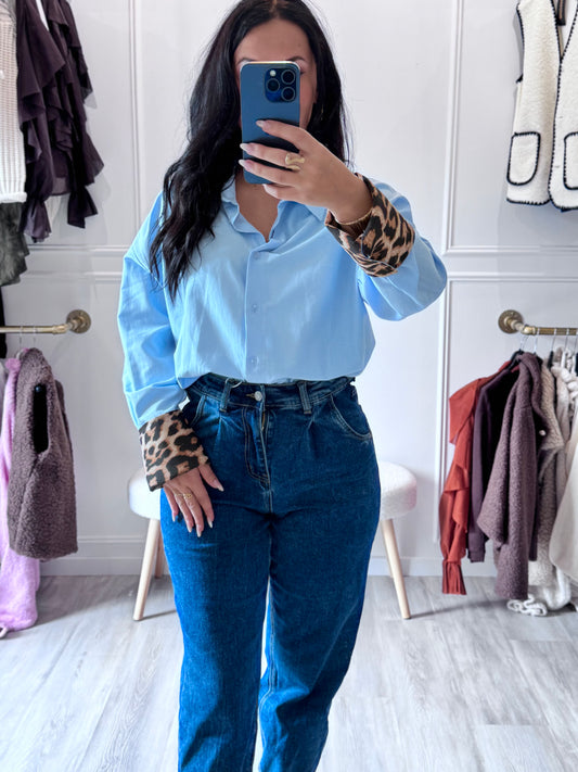 Chemise Léopard - Bleu et motif sauvage