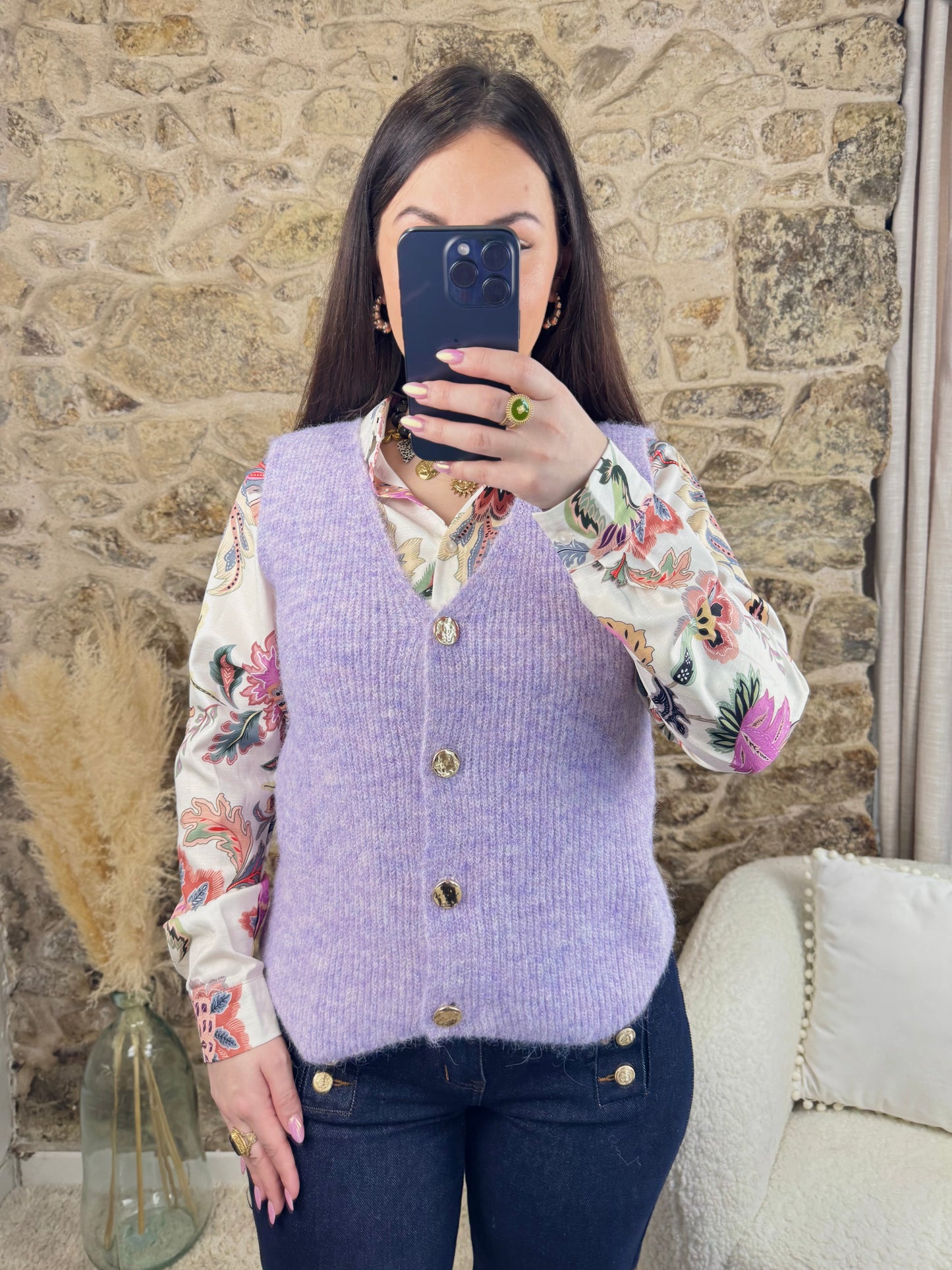 Gilet lilas - Chaleur & Elegance