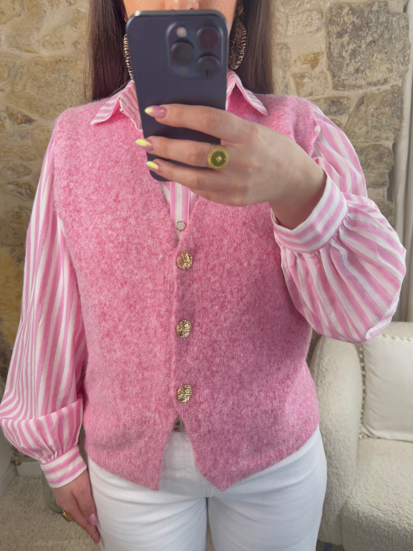 Gilet rose - Douceur & Élégance