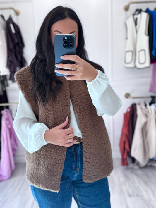 Veste sans manches Anna – Marron chaud