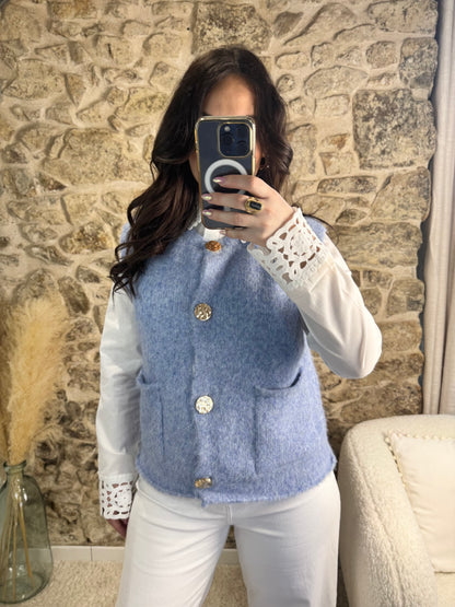 Gilet bleu ciel - Tendance & Cocooning