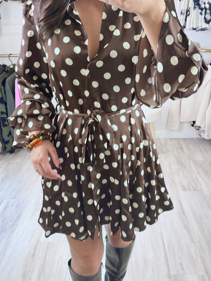 Robe Inès – Élégante à pois chocolat 🍫