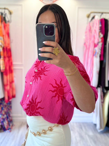 Chemise Livia – Gaze de coton et rose éclatant 💖