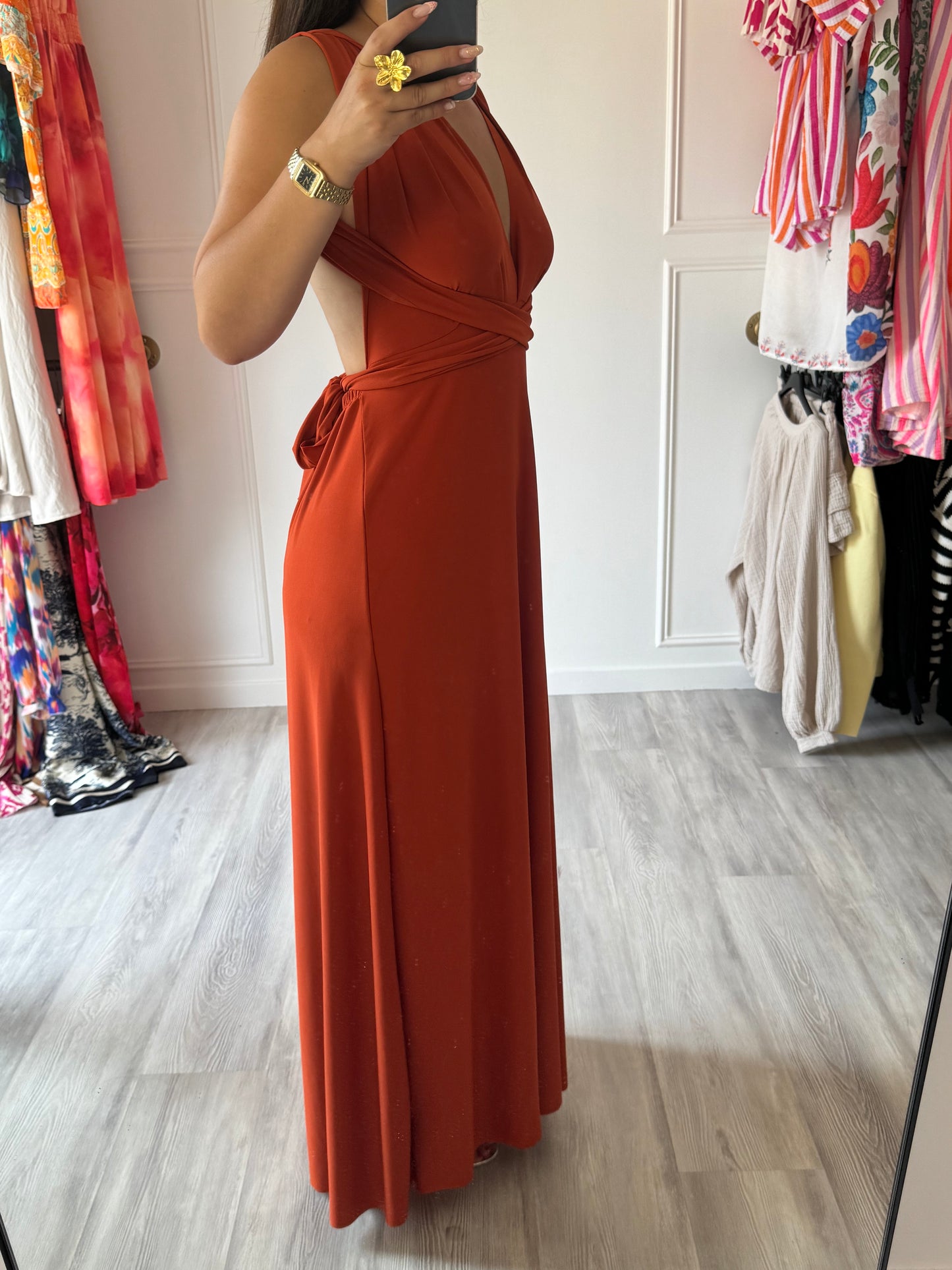 Robe Soraya– Longue & Multi-positions terracotta 🔥
