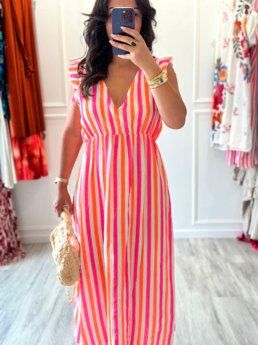 Robe Chiara – Rayures vitaminées en gaze de coton 🍊
