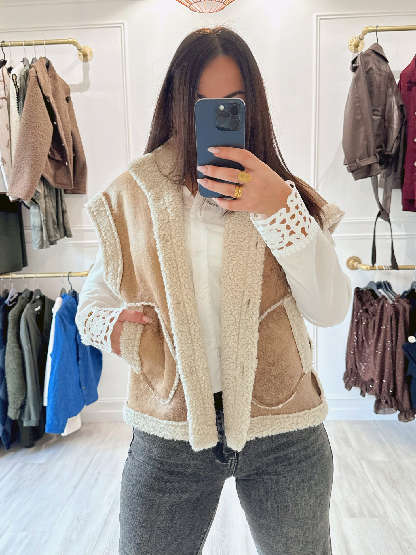 Veste Anaïs — Sans Manches Effet Mouton