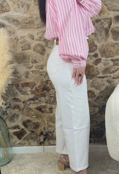 Jean blanc - Chic & Confort + ceinture offerte !