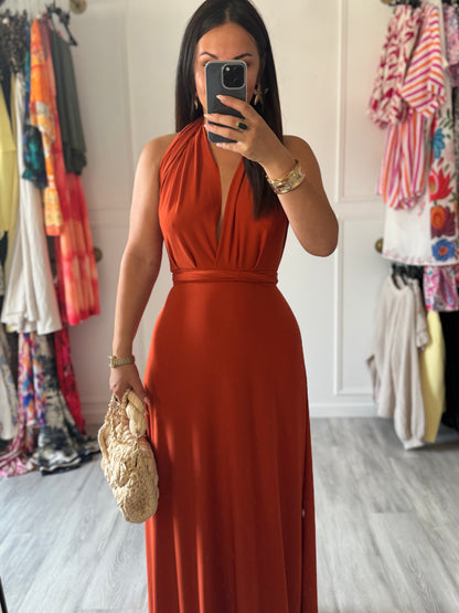 Robe Soraya– Longue & Multi-positions terracotta 🔥