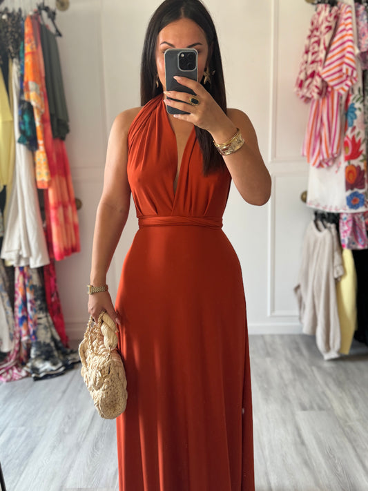 Robe Soraya– Longue & Multi-positions terracotta 🔥