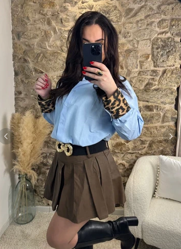 Chemise Léopard - Bleu et motif sauvage