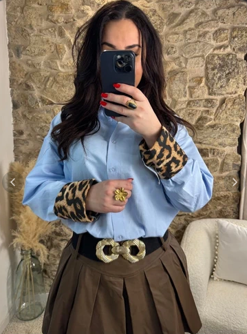 Chemise Léopard - Bleu et motif sauvage