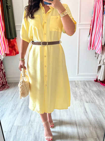 Robe chemise Élise – Soleil doux et élégance décontractée ☀️