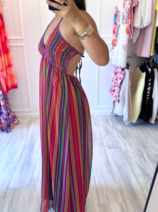 Robe Lina – Longue, dos nu et ultra colorée pour un été flamboyant 🔥