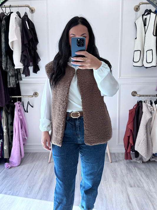 Veste sans manches Anna – Marron chaud