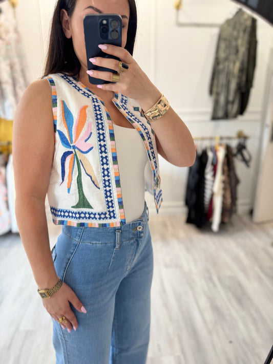 Gilet bohème brodé - Couleurs & authenticité