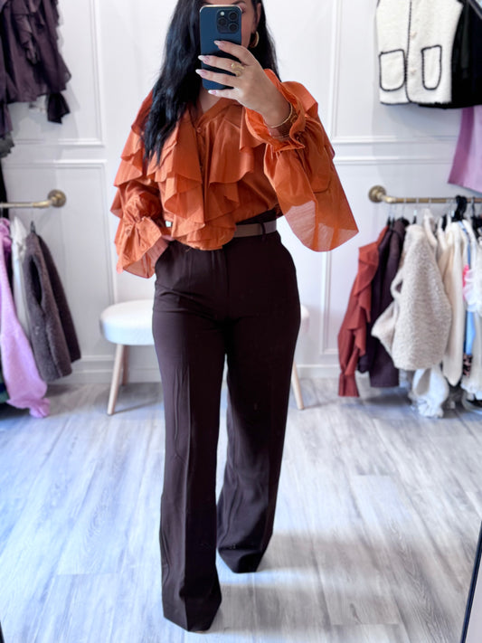 Pantalon Élisa – Tailleur chic Marron foncé 🤎