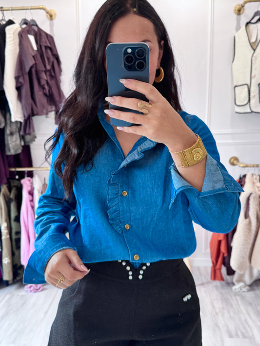 Blouse Clara – Denim élégant