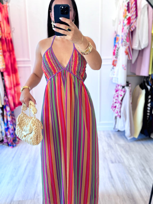 Robe Lina – Longue, dos nu et ultra colorée pour un été flamboyant 🔥