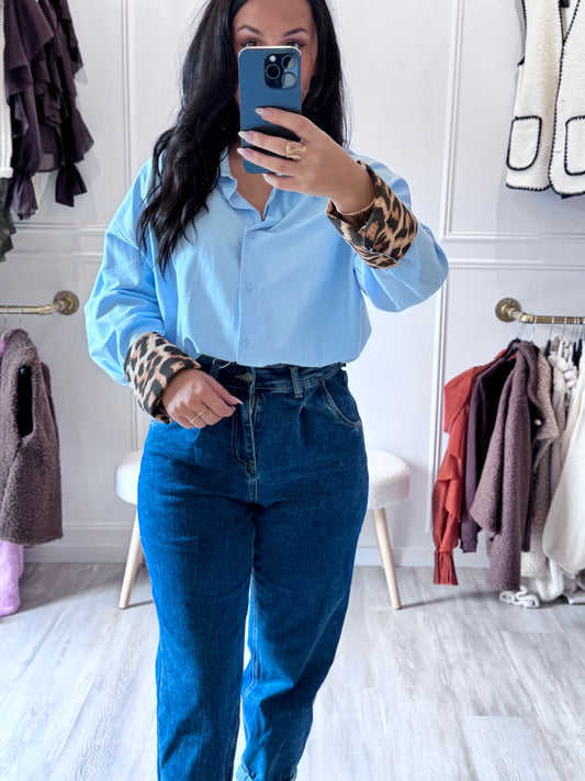 Chemise Léopard - Bleu et motif sauvage