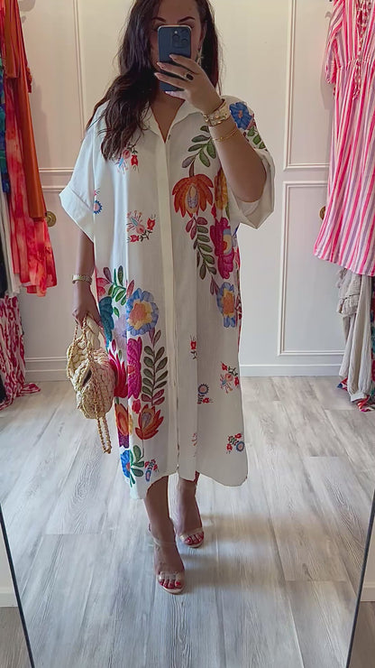 Robe Paloma – Oversize bohème & fleuries 🌼