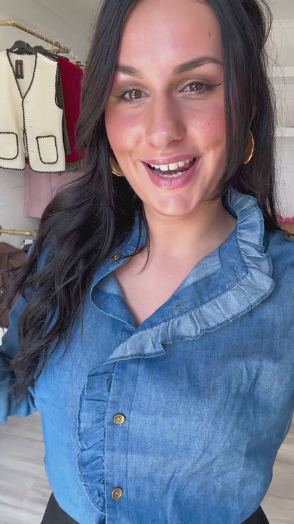 Blouse Clara – Denim élégant