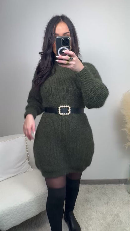 Robe pull "En Kaki"+ ceinture offerte !