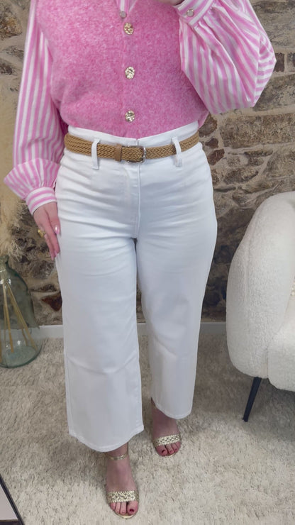 Jean blanc - Chic & Confort + ceinture offerte !