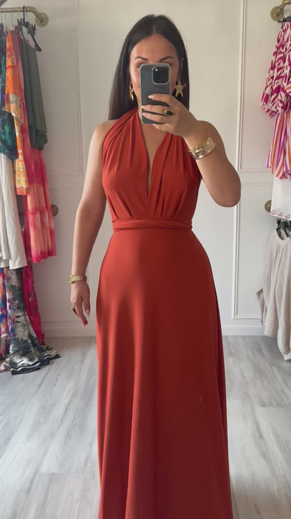 Robe Soraya– Longue & Multi-positions terracotta 🔥
